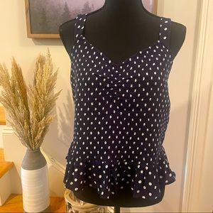 Loft navy blue with white polka dots camisole Sz L